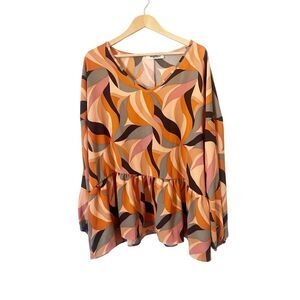 Haptics by Holly Harper‎ In My Thoughts V-Neck Peplum Top Size 2X